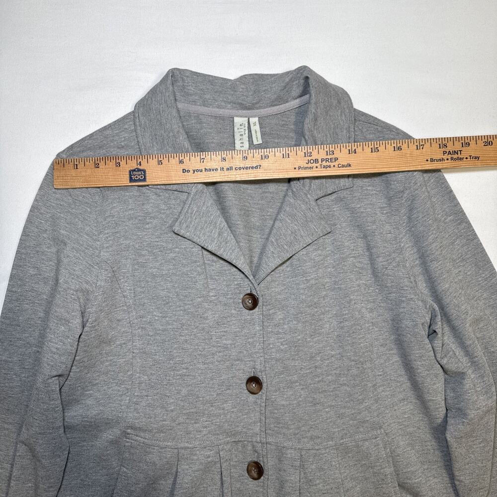 Sahalie Heather Gray Pleated Stretch Button Jacket Coat Pockets Womens Size XL - Picture 3 of 13